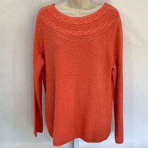 NWT! Lightweight Cable Knit Boatneck Sweater By Croft & Barrow in Coral Size L